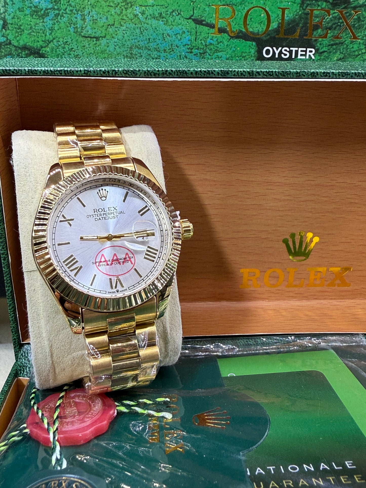 Date just 41mm gold silver aribic dial