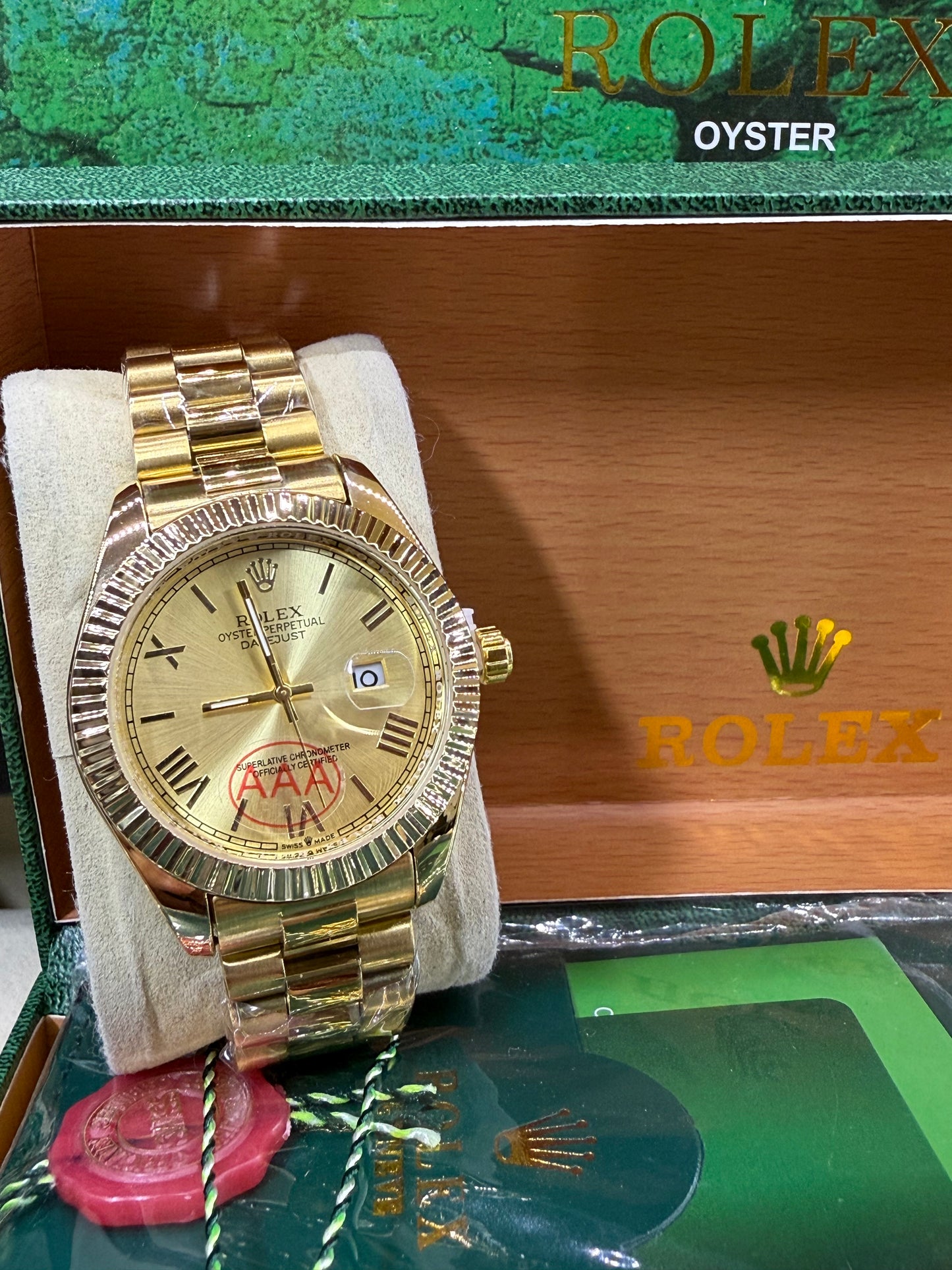 Date just 41mm full gold arabic dial