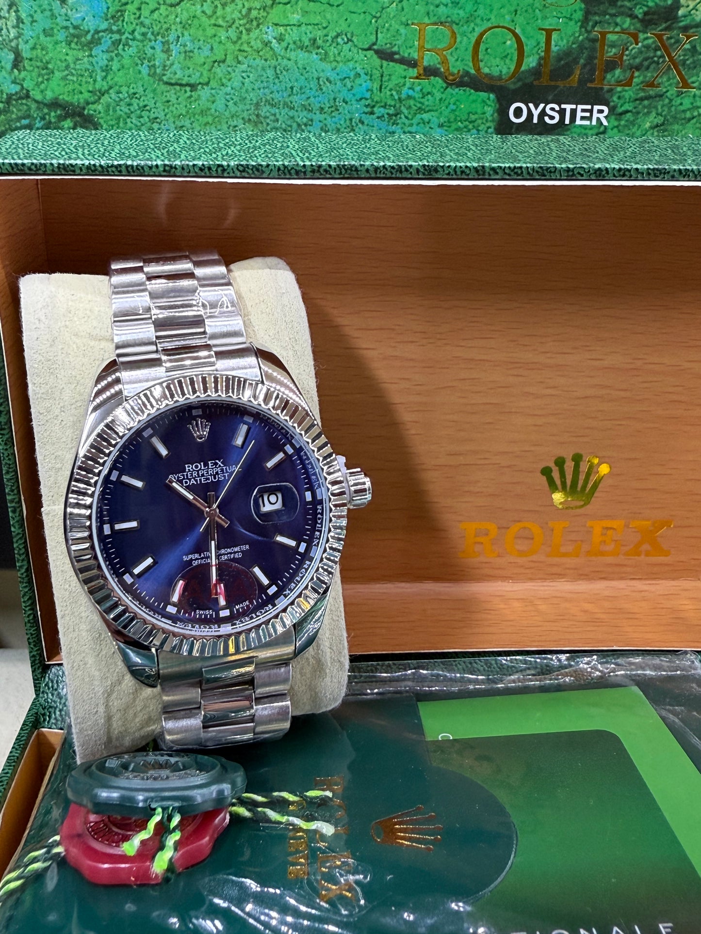 Date just 41mm steel blue dial