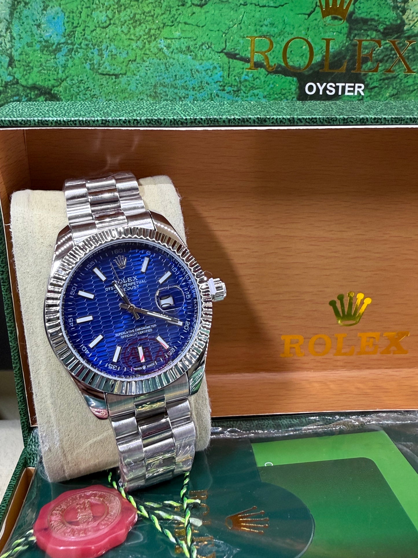 Date just 41mm blue motif dial