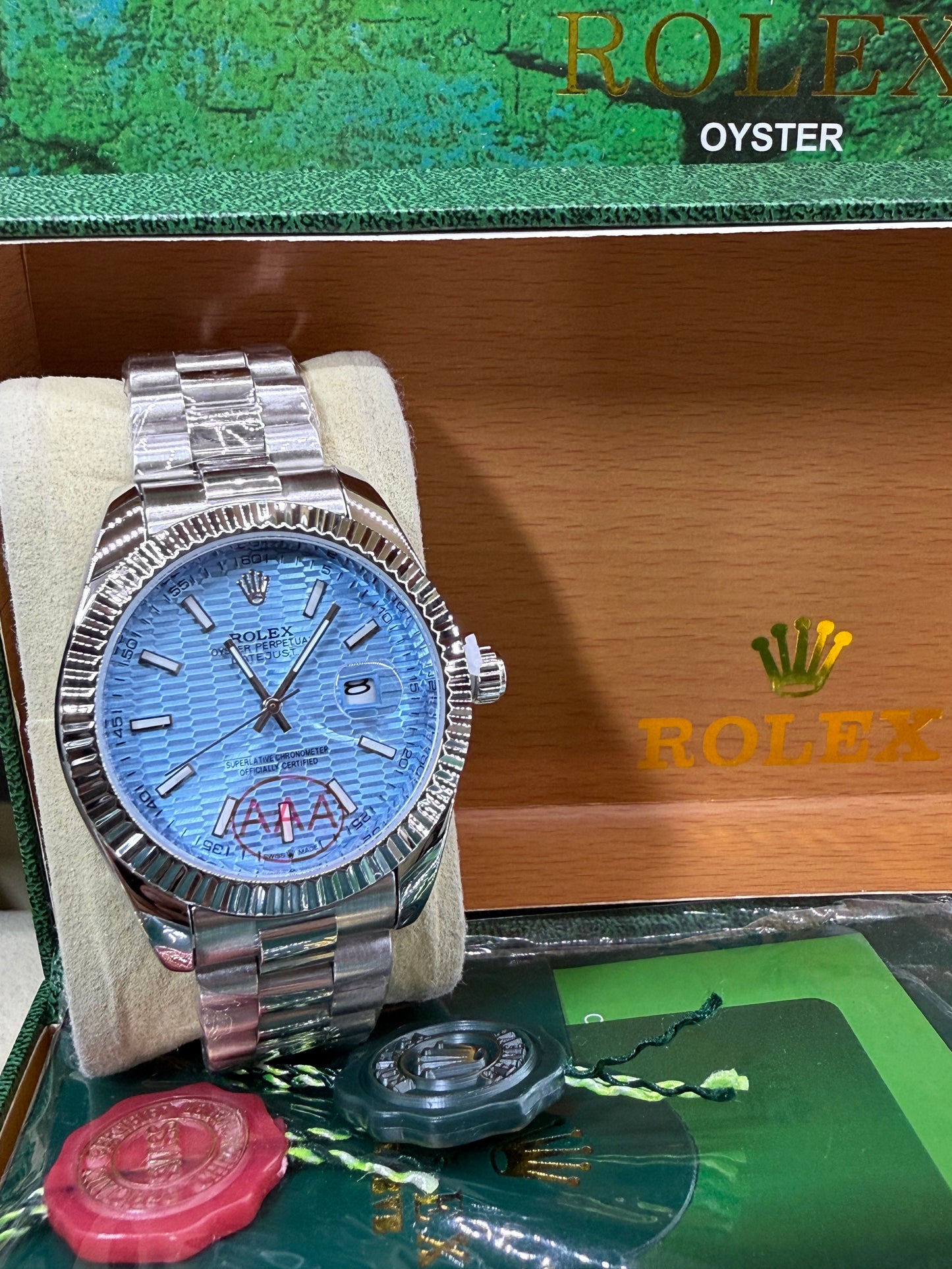 Date just 41mm steel sky motif dial