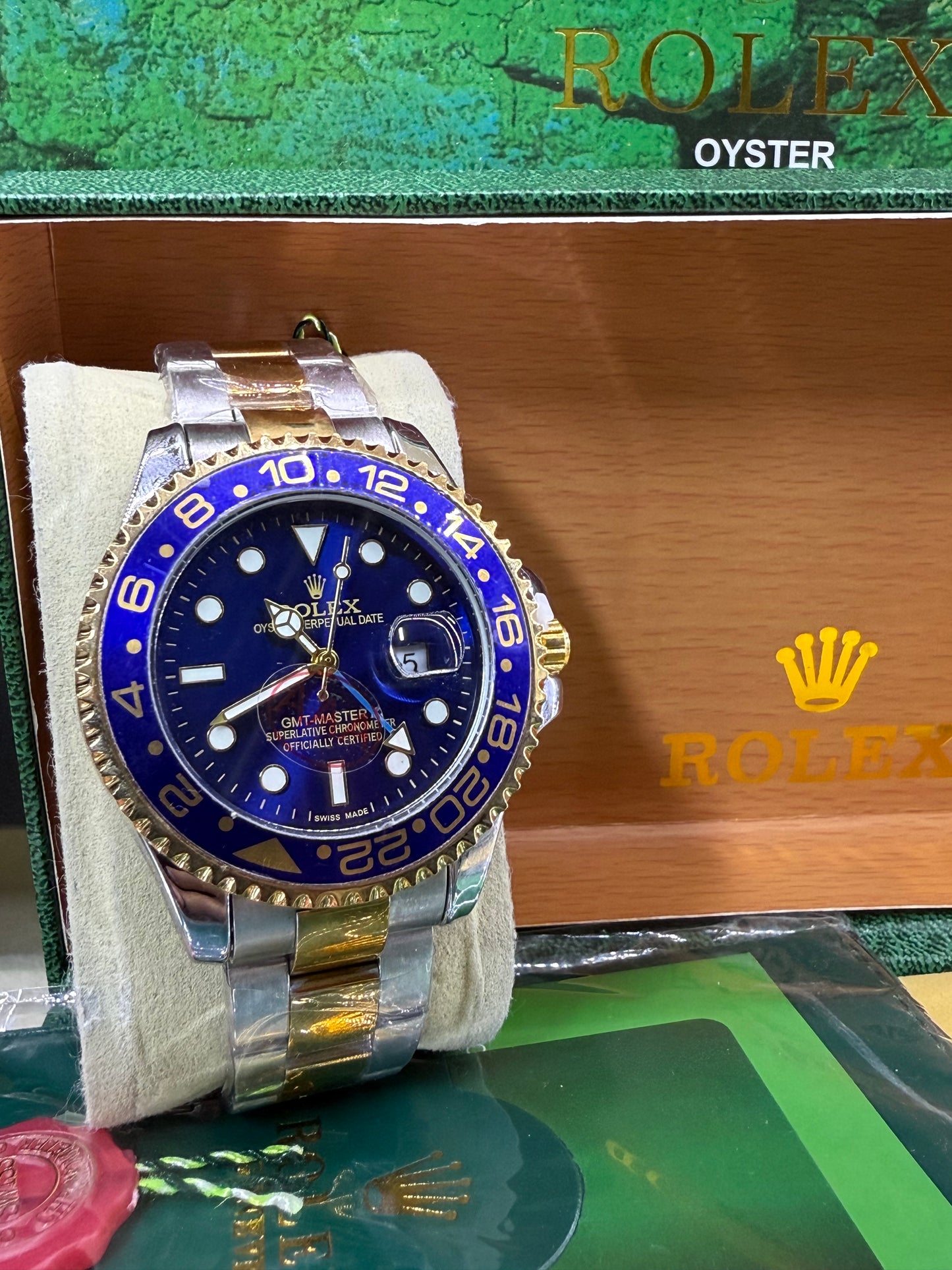 GMT master II 40mm two tone blue dial