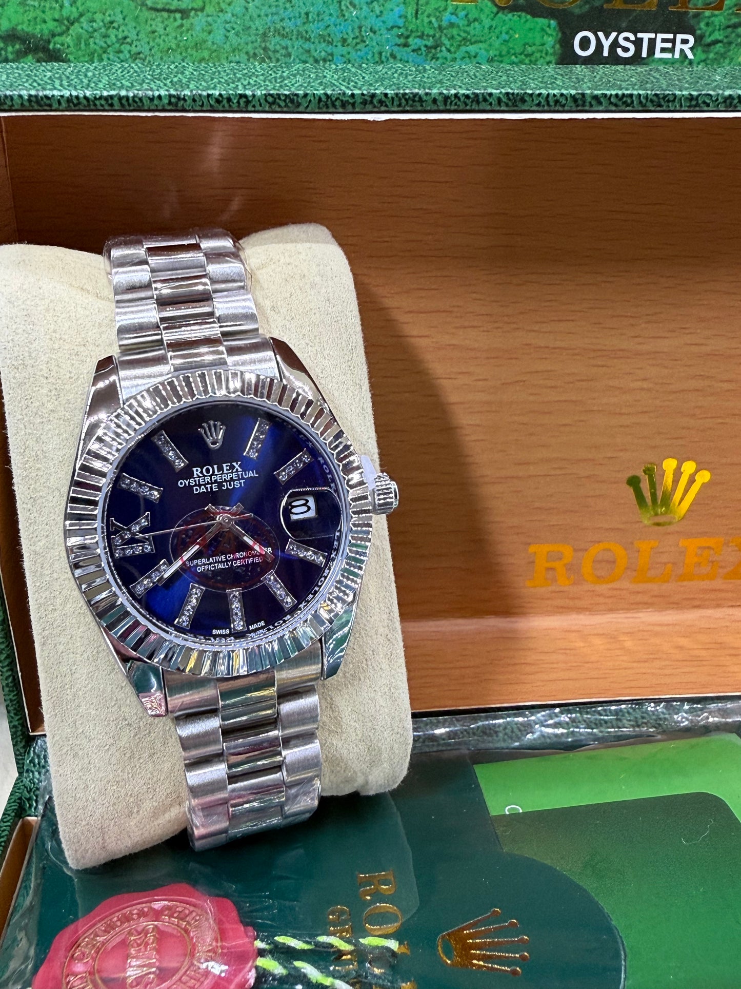 Date just 36mm blue arabic dial