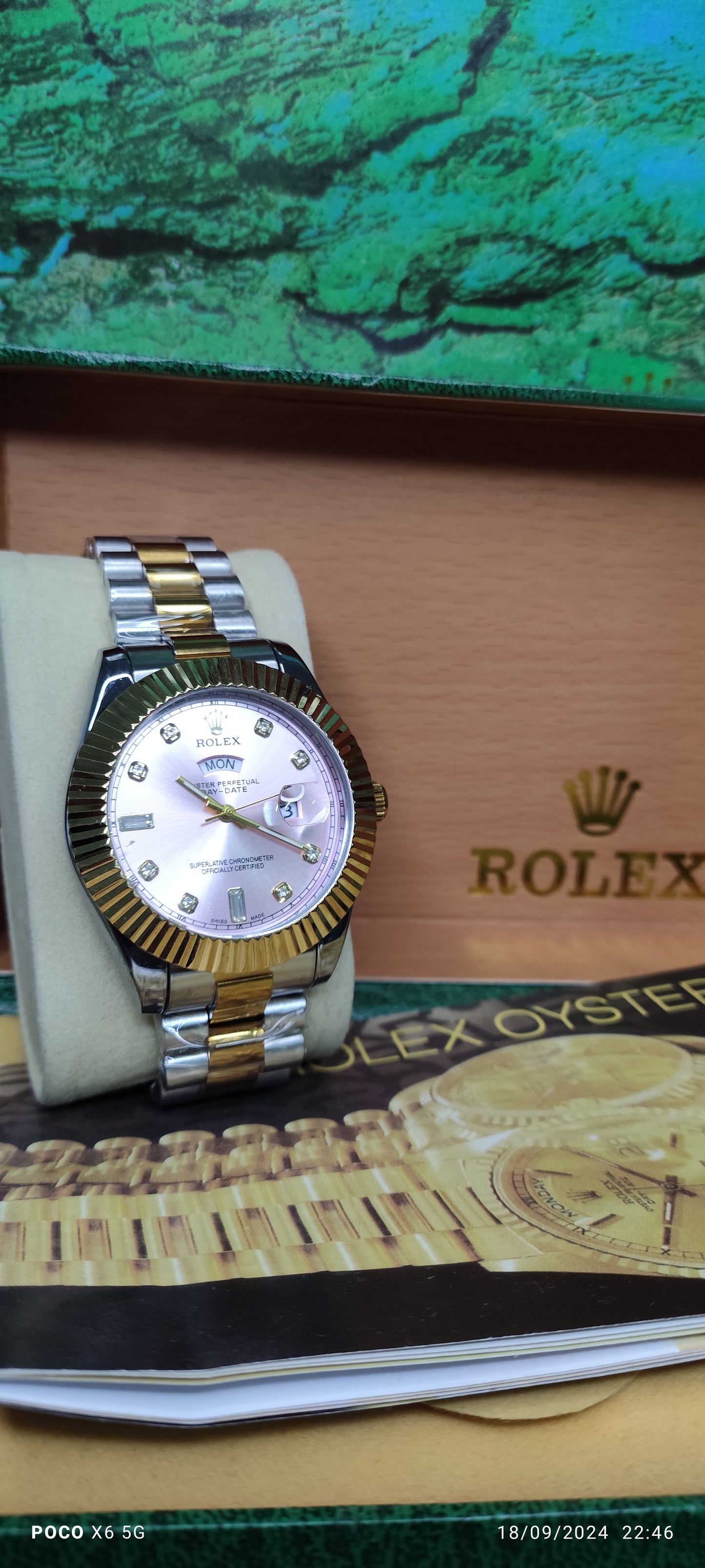 Day date two tone pink dial