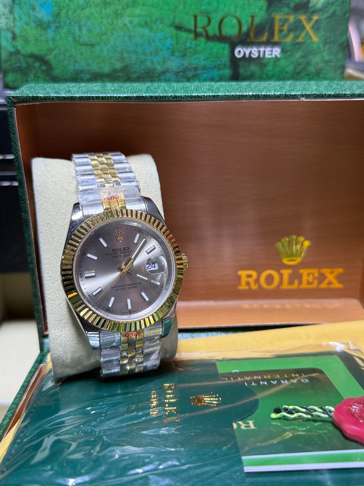 Date just 41mm two tone grey dark dial