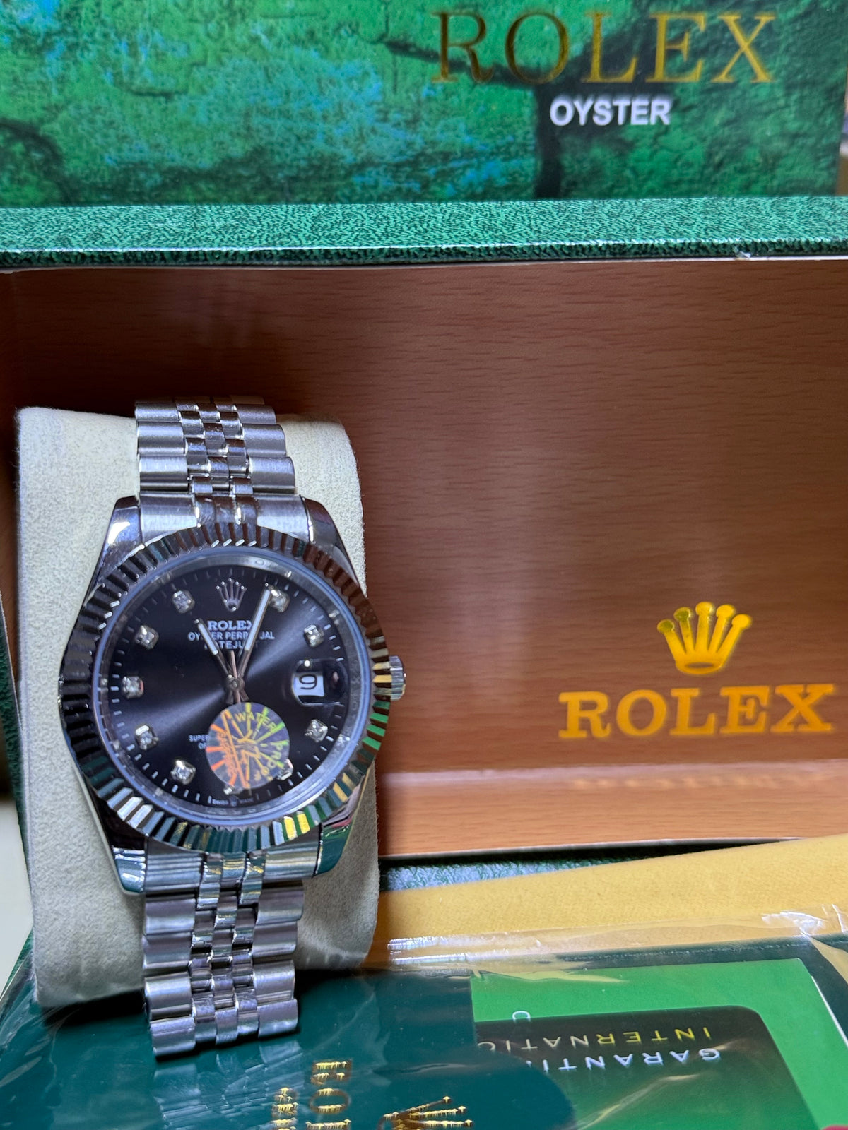 Date just 41mm black diamond dial