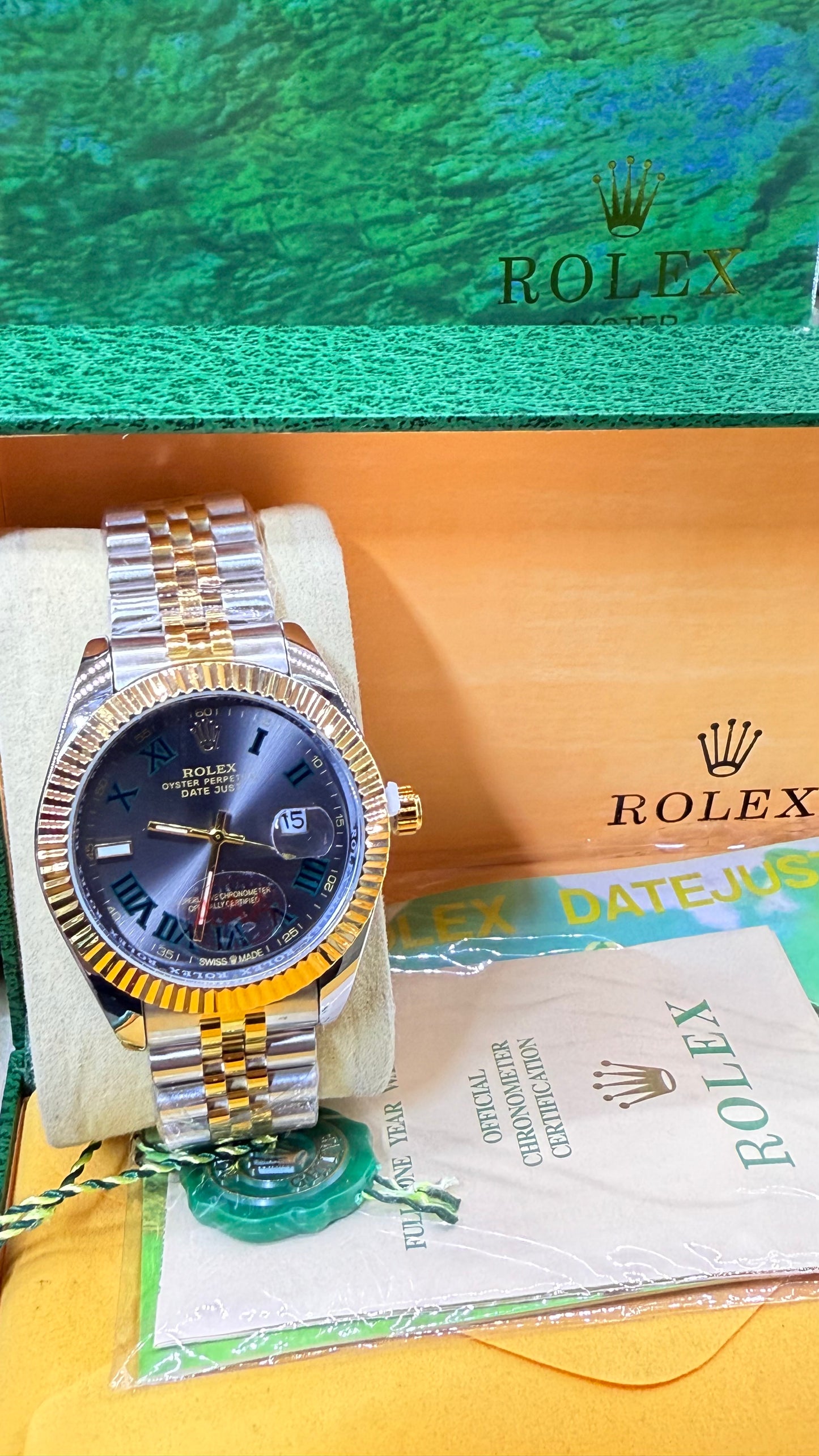 Date just 41mm yellow gold steel ‘Wimbledon