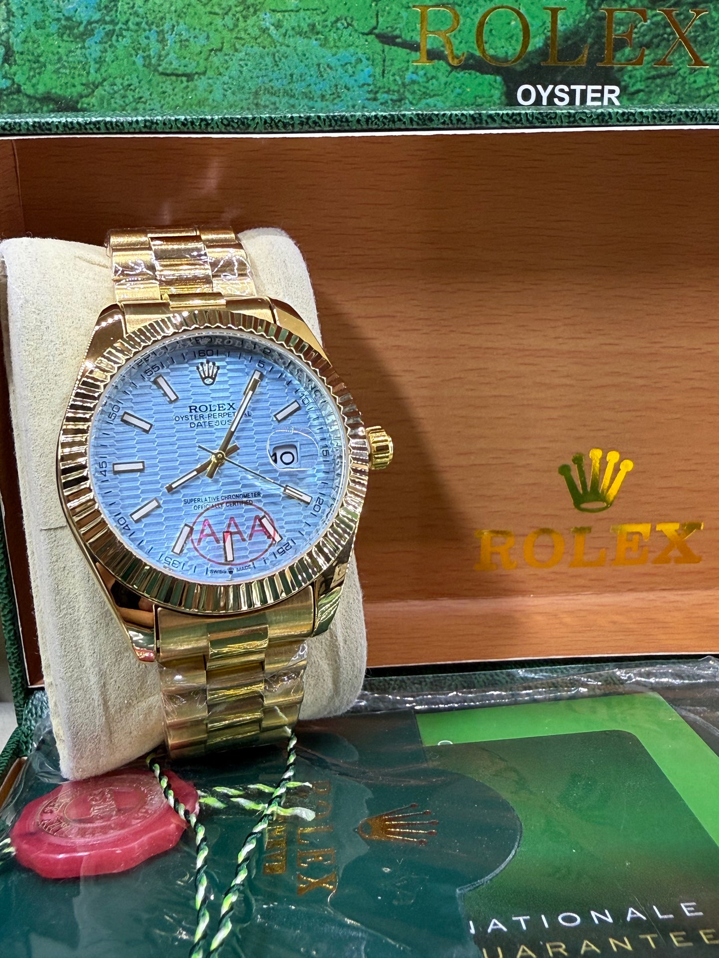 Date just 41mm gold sky motif dial