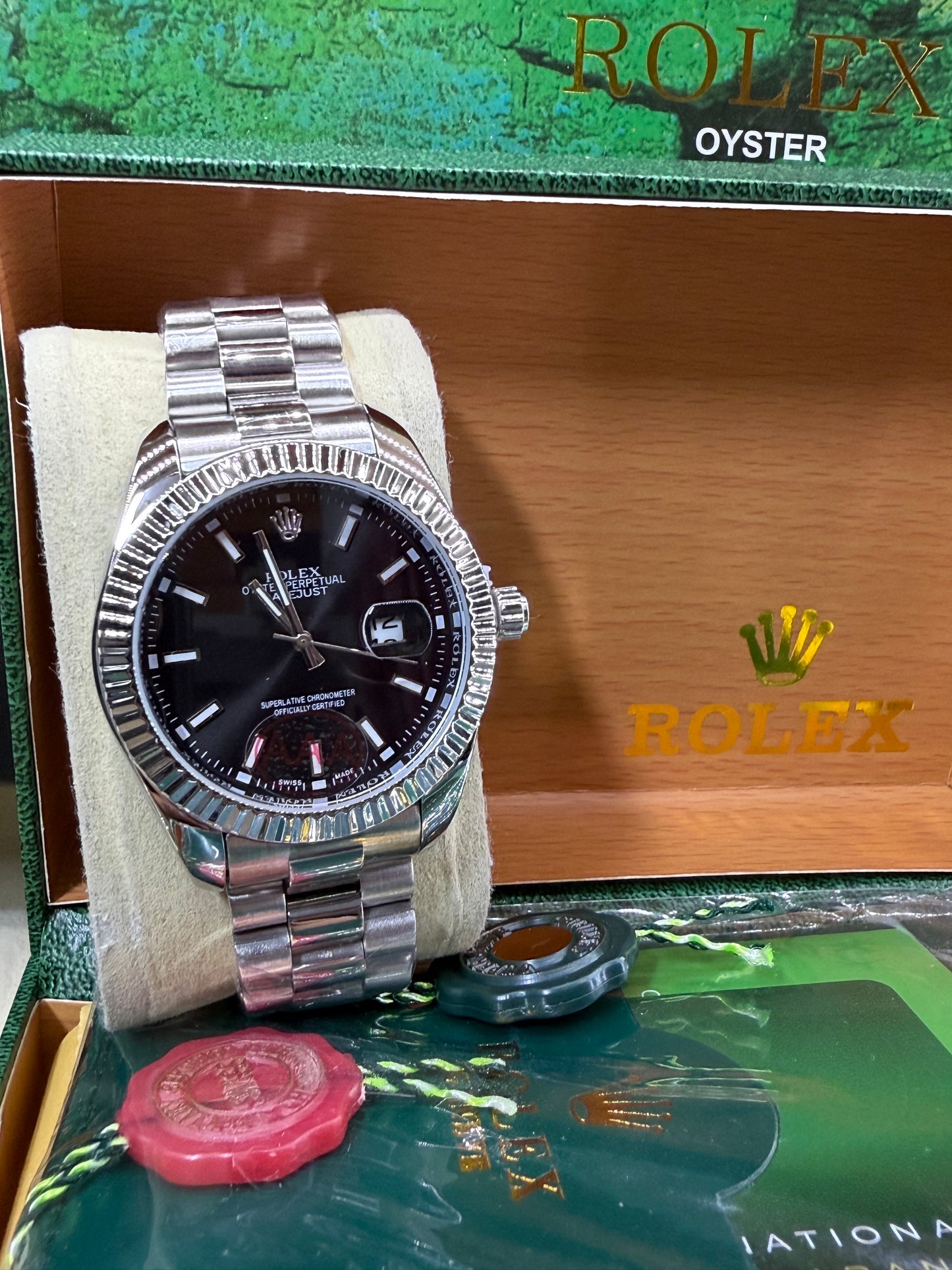 Date just 41mm steel black dial