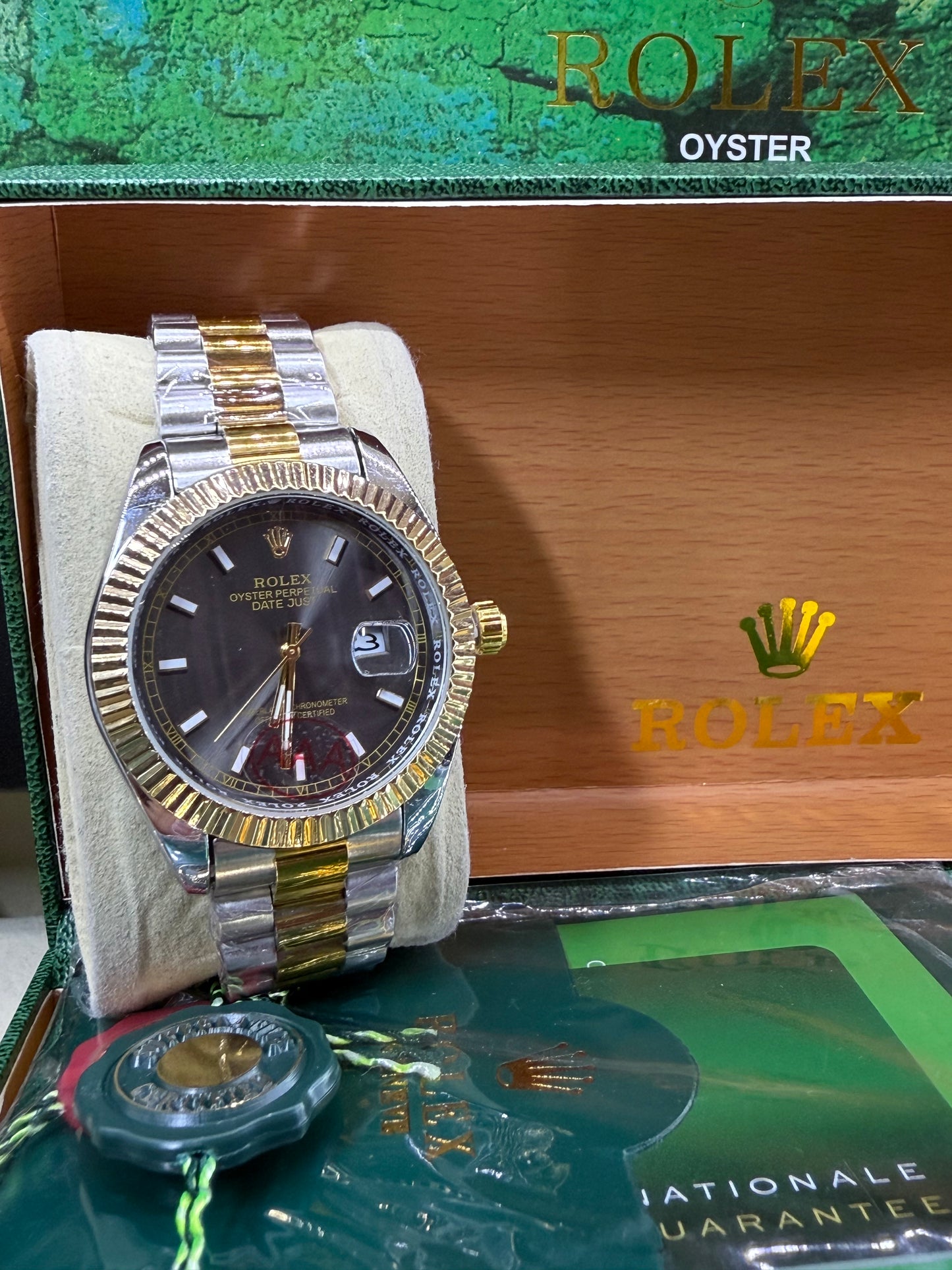 Date just 41mm two tone grey dark dial