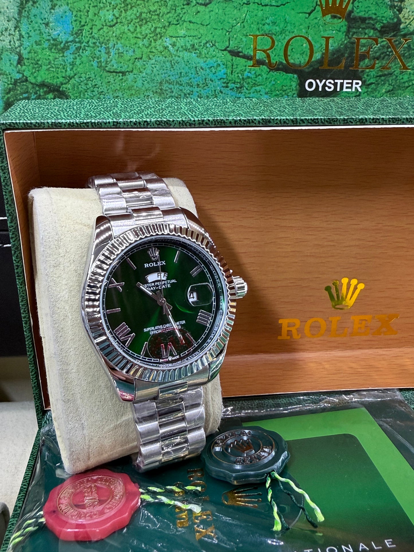 Day date 41mm green arabic dial