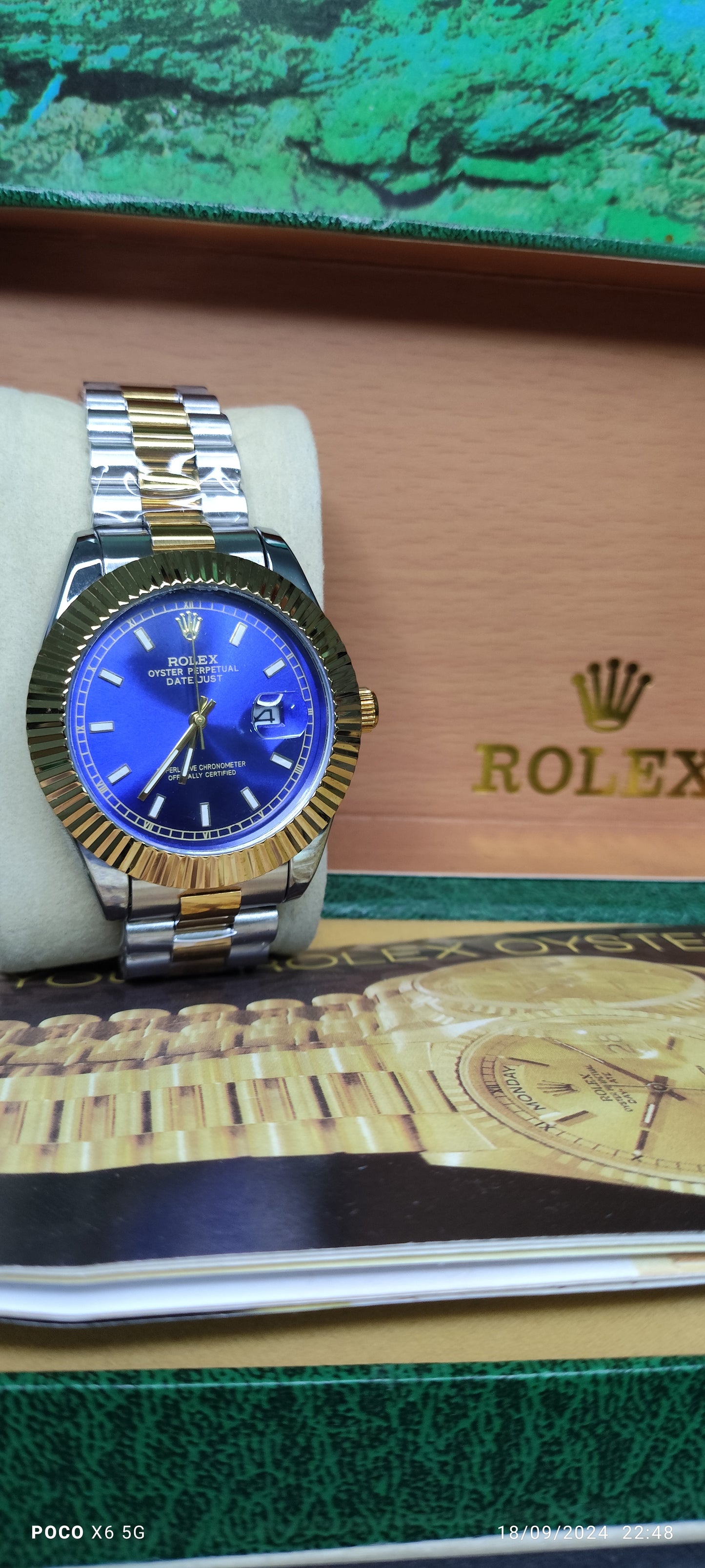 Date just two tone blue dial