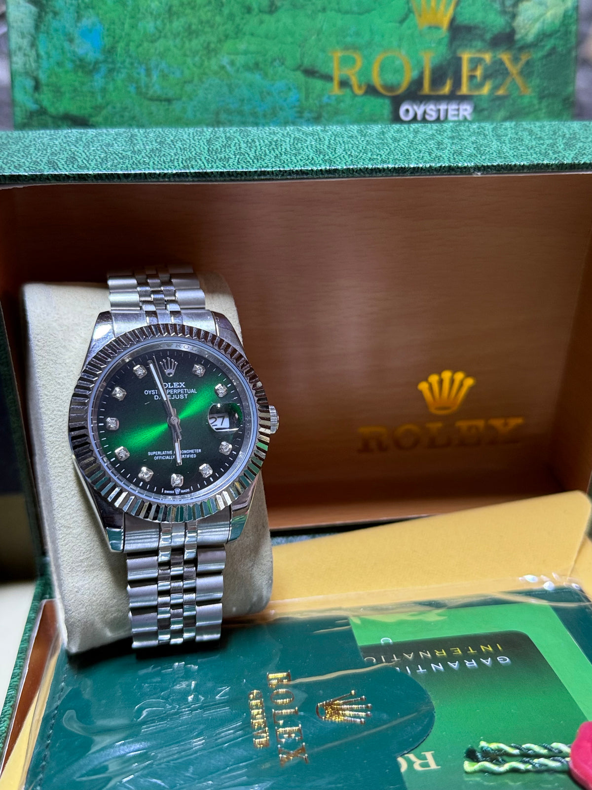 Date just green diamond dial
