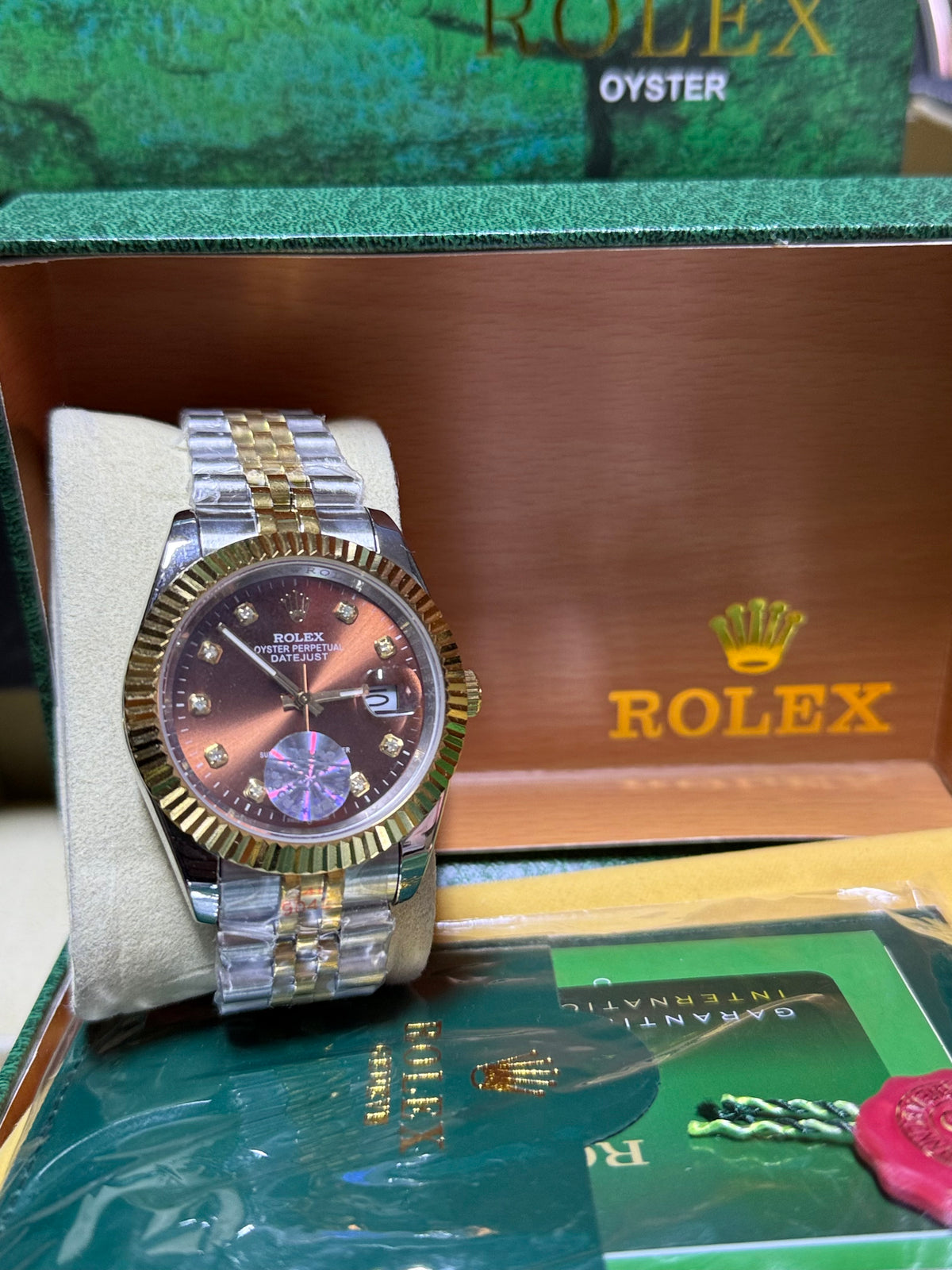 Date just 41mm tow tone brown dial