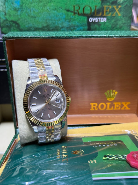 Date just 41mm two tone grey dark dial