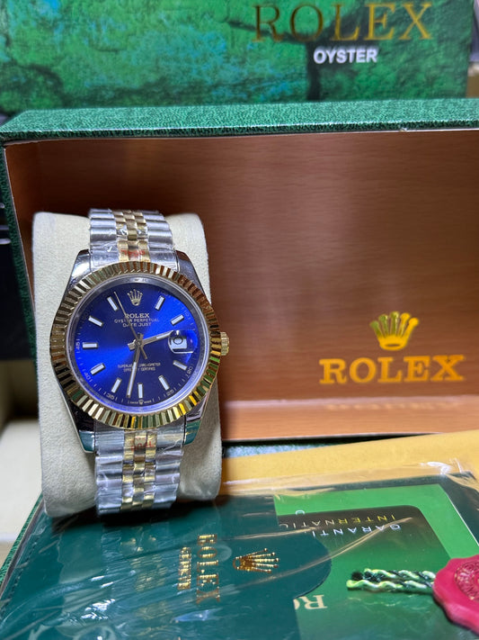 Date just two tone blue dial