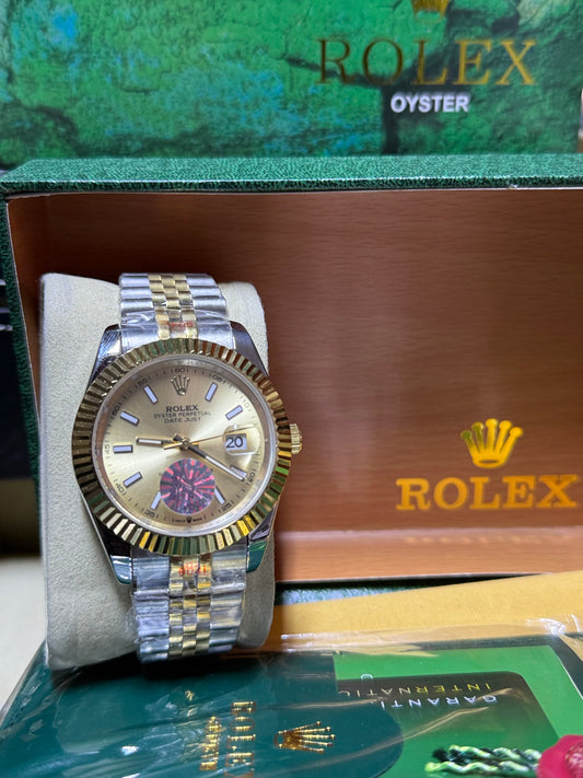 Date just two tone gold dial