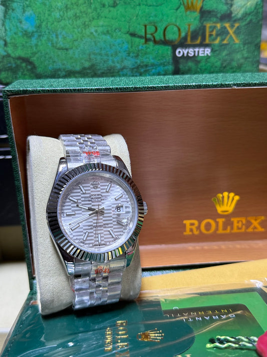 Date just 41mm white motif dial