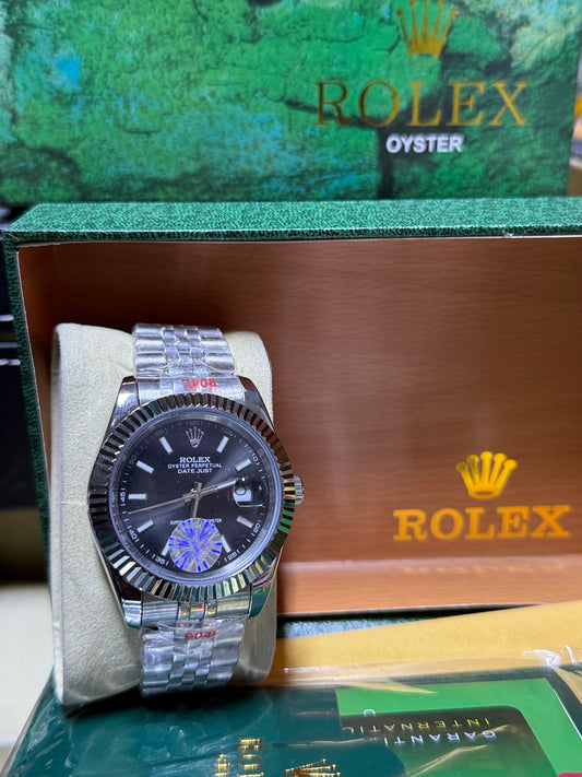 Date just 41mm steel black dial